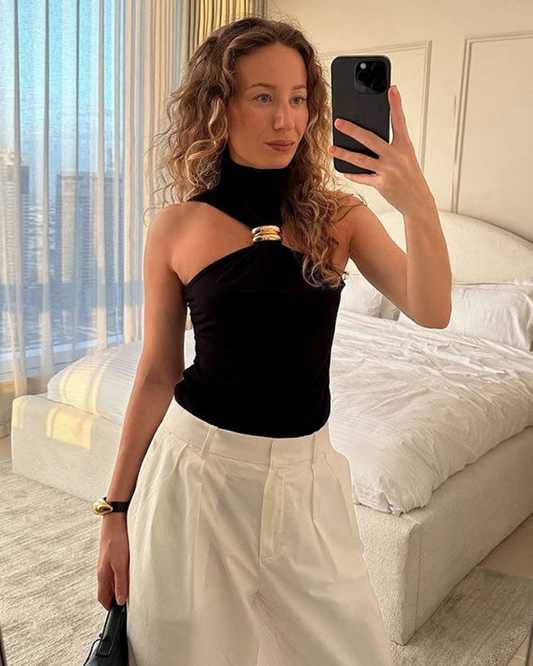 Brenda Gold Accent Halter Top