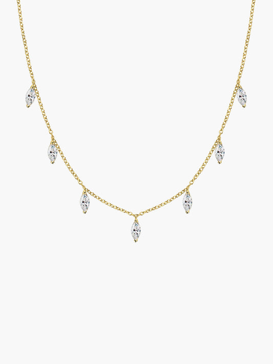 0,3ct Marquise-Schliff Moissanit Halskette an S925 Sterlingsilber Kette