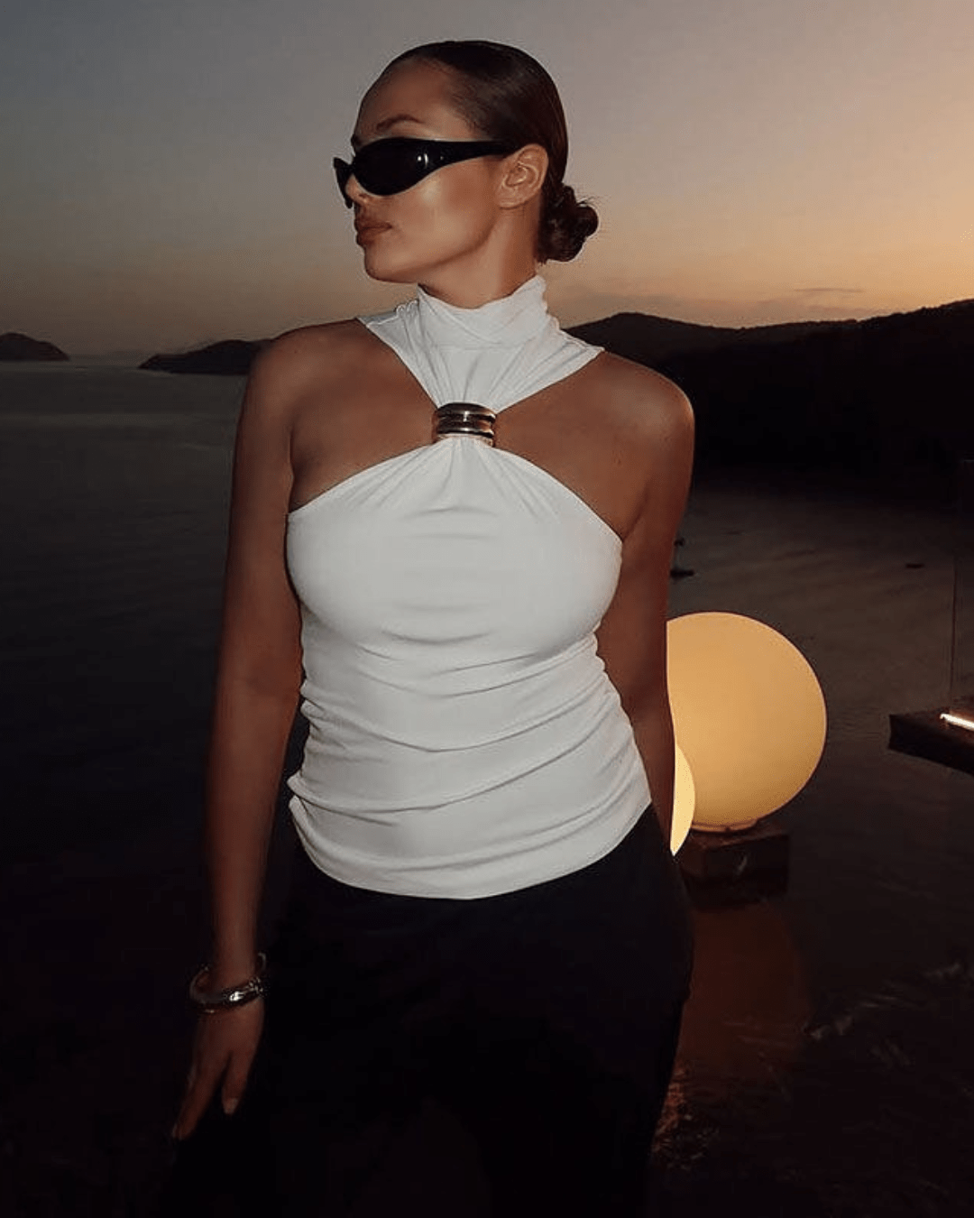 ZEYA - Gertrude Gold Accent Halter Top