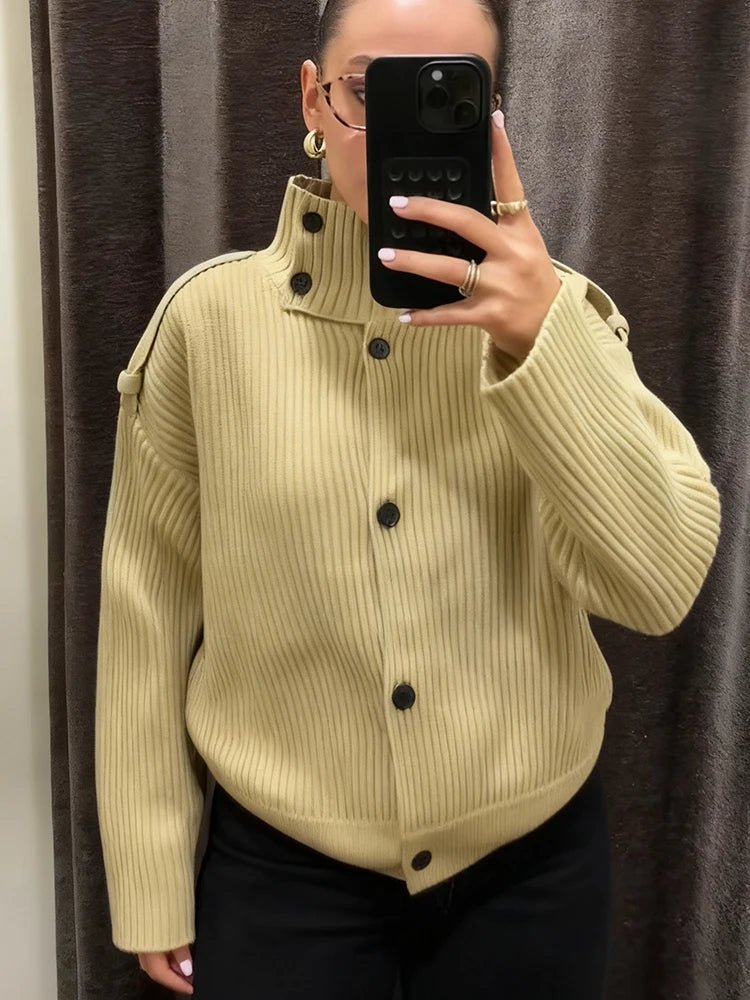 ZEYA - Victoria Stand Collar Knitted Cardigan